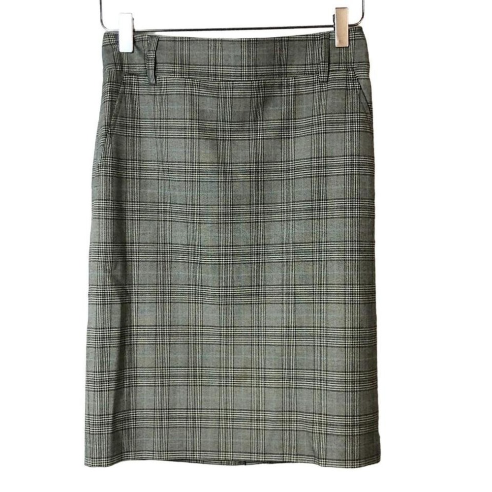 Vintage Jacob Made In Canada Gray Plaid Pencil‎ Skirt Size 0